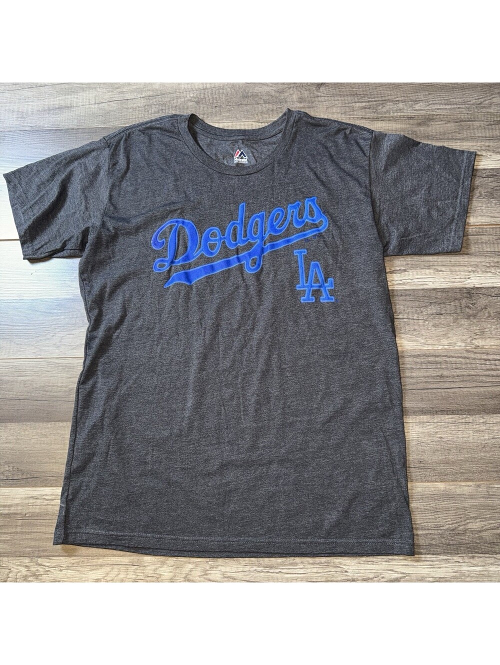 Majestic Los Angeles Dodgers T Shirt Men’s Large Gray Blue Logo MLB Fanatics